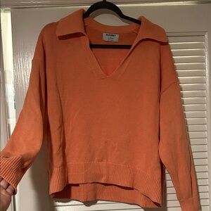 Old Navy Women's V-Neck Sweater in Bright Orange